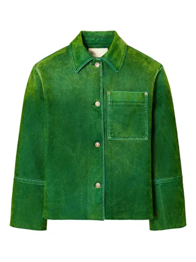 TORY BURCH BUTTON-FASTENING PATCH-POCKET DENIM JACKET