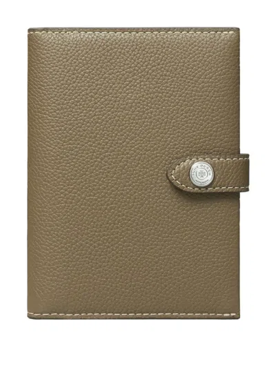 Tory Burch Button Leather Passport Case In Brown