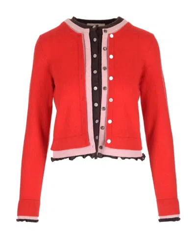 Tory Burch Button-up Cashmere Cardigan In Red