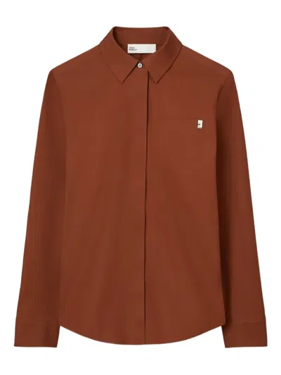 Tory Burch Button-up Long-sleeve Shirt In Brown