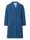 Tory Burch Button Wool Coat In Blue