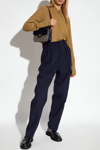 Tory Burch Cuffed Viscose Shirt In Brown