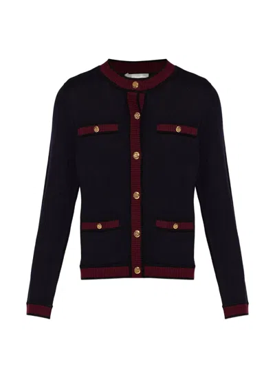 Tory Burch Button-up Wool Cardigan In Blue