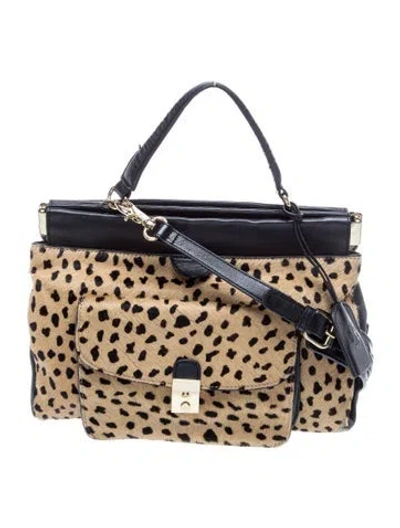 Pre-owned Tory Burch Calf Hair Top Handle Bag In Neutral