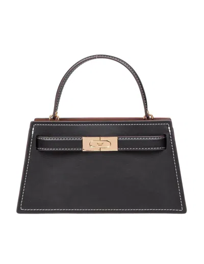 Tory Burch Lee Radziwill Mini Leather Handbag In Black