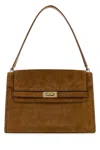Tory Burch Camel Suede Large Lee Radziwill Shoulder Bag In Brown