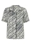 Tory Burch Silk Camp Shirt With Printed Monogram Pattern