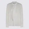 Tory Burch Georgette Bow Blouse Shirts White In Gray