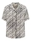 Tory Burch Silk Camp Shirt With Printed Monogram Pattern