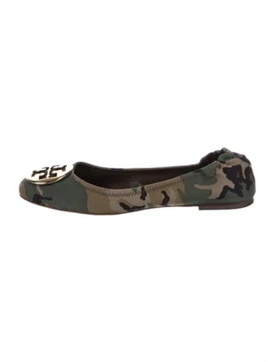 Pre-owned Tory Burch Camouflage Print Ballet Flats In Green