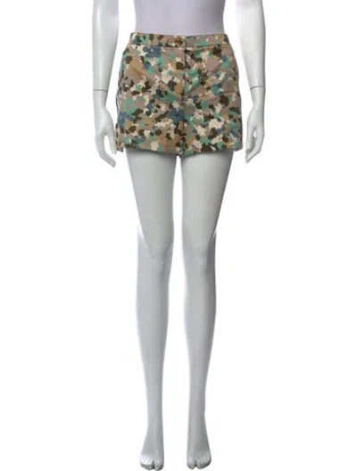 Pre-owned Tory Burch Camouflage Print Mini Shorts In Neutrals