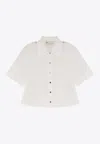Tory Burch Camp Short Sleeved Button-up Shirt In White