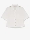 Tory Burch Camp Short Sleeved Button-up Shirt In White
