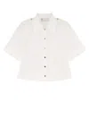 Tory Burch Camp Short Sleeved Button-up Shirt In White