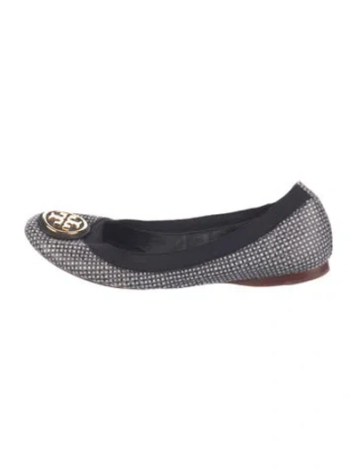 Pre-owned Tory Burch Canvas Ballet Flats In Blue