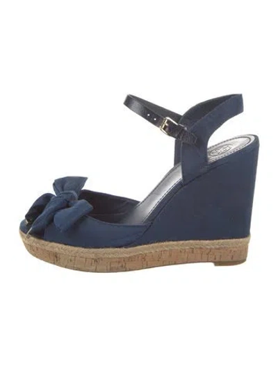 Pre-owned Tory Burch Canvas Bow Accents Espadrilles