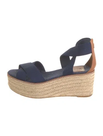 Pre-owned Tory Burch Canvas Braided Accents Espadrilles In Blue