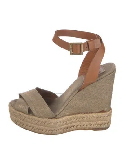 Pre-owned Tory Burch Canvas Braided Accents Espadrilles In Brown
