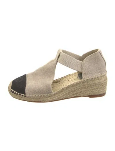 Pre-owned Tory Burch Canvas Braided Accents Espadrilles In Neutrals