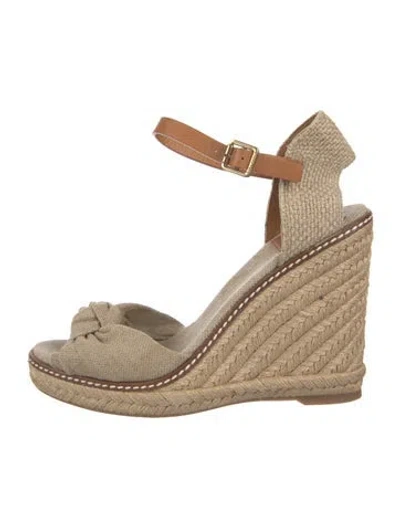 Pre-owned Tory Burch Canvas Braided Accents Espadrilles In Neutrals