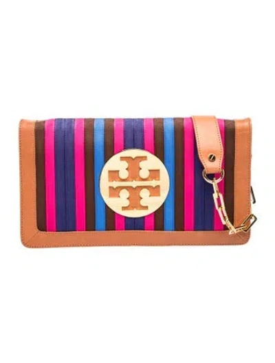 Pre-owned Tory Burch Canvas Clutch In Brown