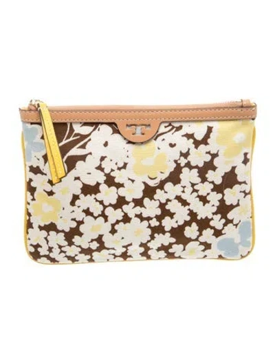 Pre-owned Tory Burch Canvas Clutch In Neutral