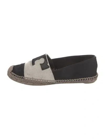 Pre-owned Tory Burch Canvas Colorblock Pattern Espadrilles In Black