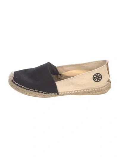 Pre-owned Tory Burch Canvas Colorblock Pattern Espadrilles In Black