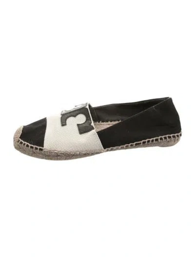 Pre-owned Tory Burch Canvas Colorblock Pattern Espadrilles In Black