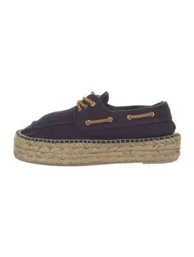 Pre-owned Tory Burch Canvas Colorblock Pattern Espadrilles In Blue