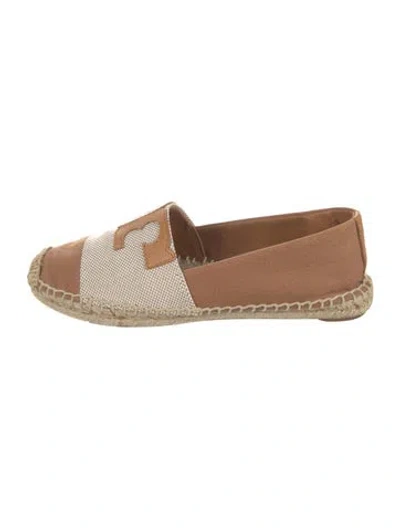 Pre-owned Tory Burch Canvas Colorblock Pattern Espadrilles In Brown