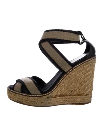 Pre-owned Tory Burch Canvas Colorblock Pattern Espadrilles In Neutral
