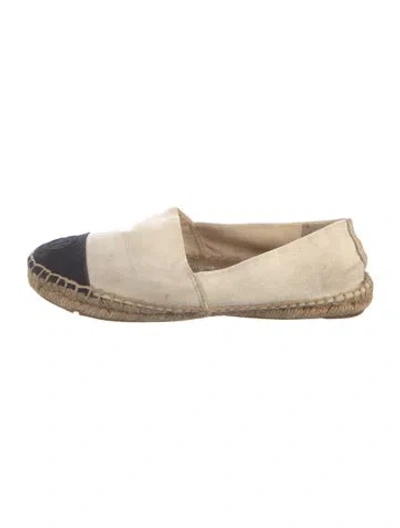Pre-owned Tory Burch Canvas Colorblock Pattern Espadrilles In Neutral