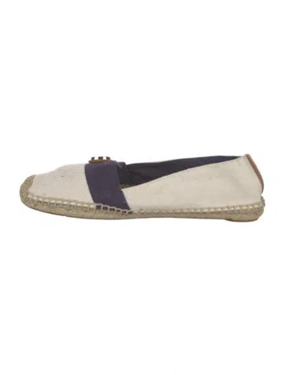 Pre-owned Tory Burch Canvas Colorblock Pattern Espadrilles In Neutral
