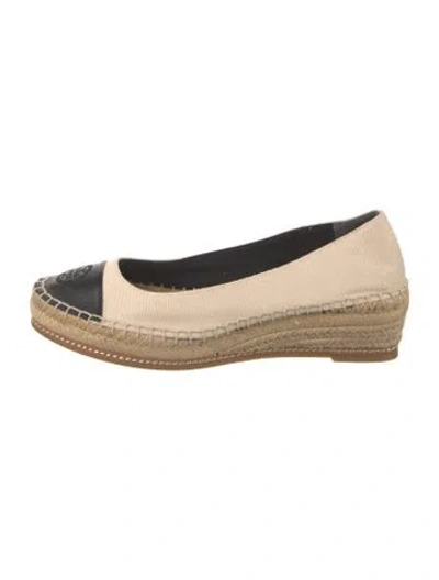 Pre-owned Tory Burch Canvas Colorblock Pattern Espadrilles In Neutral