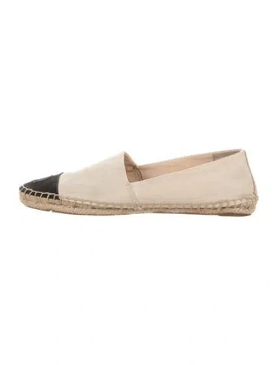 Pre-owned Tory Burch Canvas Colorblock Pattern Espadrilles In Neutral