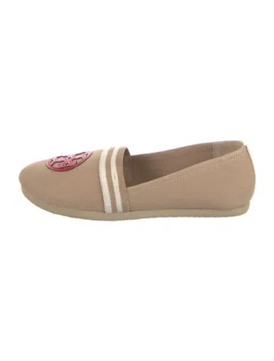 Pre-owned Tory Burch Canvas Colorblock Pattern Loafers In Neutral