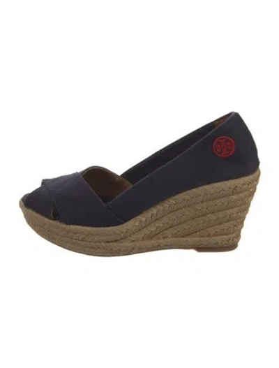 Pre-owned Tory Burch Canvas Colorblock Pattern Pumps In Blue