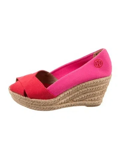 Pre-owned Tory Burch Canvas Colorblock Pattern Pumps In Multi