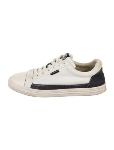Pre-owned Tory Burch Canvas Colorblock Pattern Sneakers In White