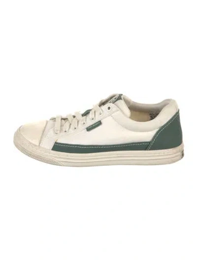 Pre-owned Tory Burch Canvas Colorblock Pattern Sneakers In White