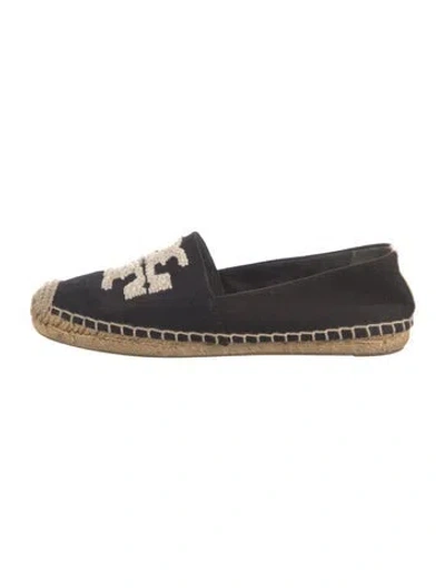 Pre-owned Tory Burch Canvas Embroidered Accent Espadrilles In Black