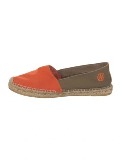 Pre-owned Tory Burch Canvas Embroidered Accent Espadrilles In Multi