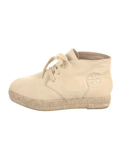 Pre-owned Tory Burch Canvas Espadrille Sneakers In Neutral