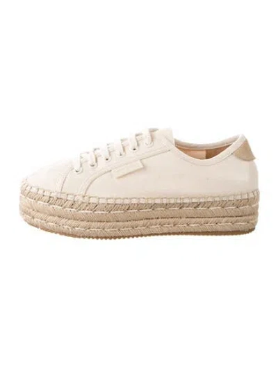 Pre-owned Tory Burch Canvas Espadrille Sneakers In Neutrals