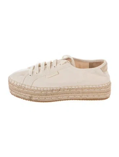 Pre-owned Tory Burch Canvas Espadrille Sneakers In White