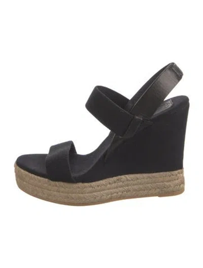 Pre-owned Tory Burch Canvas Espadrilles In Black/neutrals