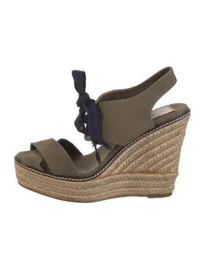 Pre-owned Tory Burch Canvas Espadrilles In Green