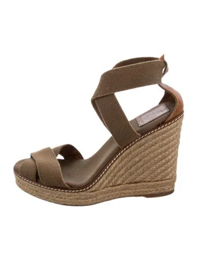 Pre-owned Tory Burch Canvas Espadrilles In Green