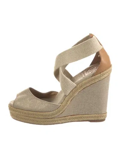 Pre-owned Tory Burch Canvas Espadrilles In Neutral